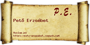 Pető Erzsébet névjegykártya